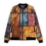 Bomber Jacket Tattered Fabric Patchwork