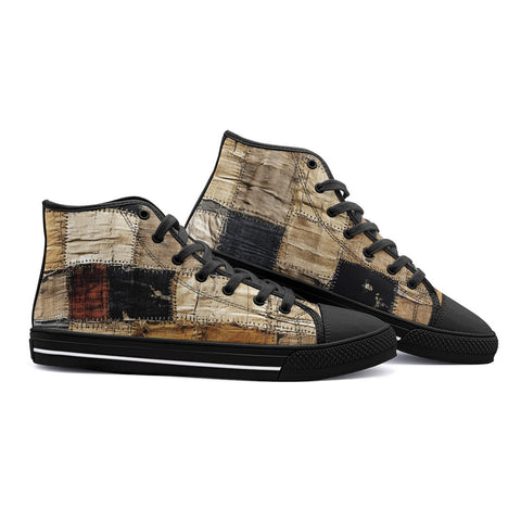 High-Top Canvas Shoes Vintage Rustic Cloth Patchwork