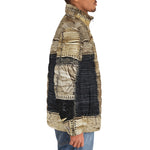 Down-Padded Puffer Jacket Vintage Rustic Cloth Patchwork Print