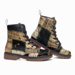 Leather Boots Vintage Rustic Cloth Patchwork