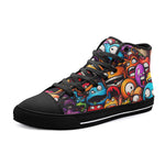 High-Top Canvas Shoes Grotesques Monster Faces Collage