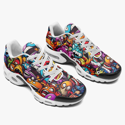 Air Cushion Sneakers Grotesques Monster Faces Collage