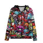 Men's Zip Up Hoodie Colorful Monsters Graffiti