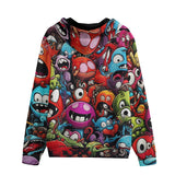 Men's Zip Up Hoodie Colorful Monsters Graffiti