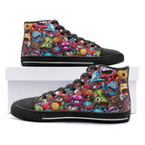 High-Top Canvas Shoes Colorful Monsters Graffiti