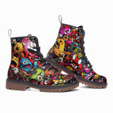 Leather Boots Colorful Monsters Graffiti