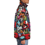 Down-Padded Puffer Jacket Colorful Monsters Graffiti