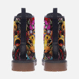 Leather Boots Colorful Monsters Graffiti