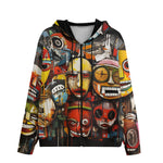 Men's Zip Up Hoodie Expressive Masks Totems