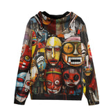 Men's Zip Up Hoodie Expressive Masks Totems