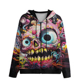 Men's Zip Up Hoodie Psychedelic Monster Art