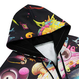 Men's Zip Up Hoodie Psychedelic Monster Art