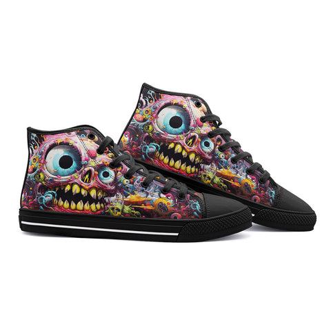 High-Top Canvas Shoes Psychedelic Monster Art