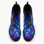 Casual Leather Chunky Boots Neon Graffiti Street Art