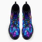 Casual Leather Chunky Boots Neon Graffiti Street Art