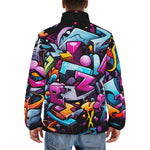 Down-Padded Puffer Jacket Graffiti Letters Collage