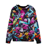 Men's Zip Up Hoodie Graffiti Letters Collage