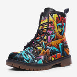 Leather Boots Colorful Graffiti Art