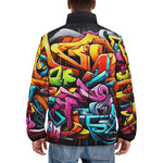 Down-Padded Puffer Jacket Colorful Graffiti Art
