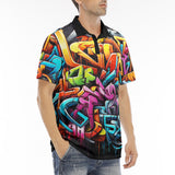 Men's Polo Shirt Colorful Graffiti Art