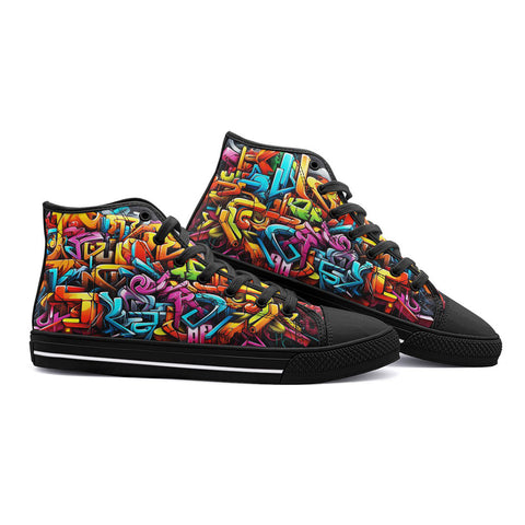 High-Top Canvas Shoes Colorful Graffiti Art