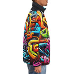 Down-Padded Puffer Jacket Colorful Graffiti Art