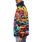 Down-Padded Puffer Jacket Colorful Graffiti Art