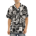 Hawaiian Shirt Black and White Graffiti Art