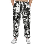 Men's Sweatpants Black and White Graffiti Art