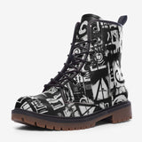 Leather Boots Black and White Graffiti Art