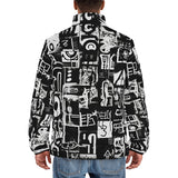 Down-Padded Puffer Jacket Black and White Graffiti Art