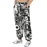 Men's Sweatpants Black and White Graffiti Art