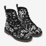 Leather Boots Black and White Graffiti Art