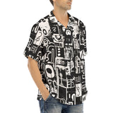 Hawaiian Shirt Black and White Graffiti Art