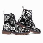 Leather Boots Black and White Graffiti Art