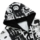 Men's Zip Up Hoodie Black and White Graffiti Art