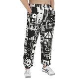 Men's Sweatpants Black and White Graffiti Art