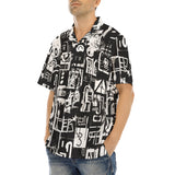 Hawaiian Shirt Black and White Graffiti Art