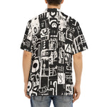 Hawaiian Shirt Black and White Graffiti Art