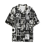 Hawaiian Shirt Black and White Graffiti Art