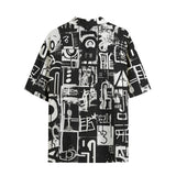 Hawaiian Shirt Black and White Graffiti Art