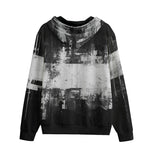 Men's Zip Up Hoodie Black and White Abstraction