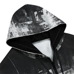 Men's Zip Up Hoodie Black and White Abstraction