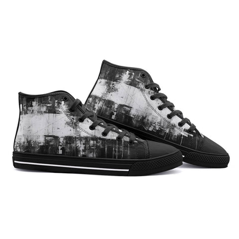 High-Top Canvas Shoes Black and White Abstraction