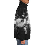 Down-Padded Puffer Jacket Black and White Abstraction