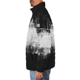 Down-Padded Puffer Jacket Black and White Abstraction