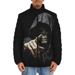 Down-Padded Puffer Jacket Gothic Grim Reaper Hand Painting