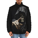 Down-Padded Puffer Jacket Gothic Grim Reaper Hand Painting