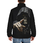 Down-Padded Puffer Jacket Gothic Grim Reaper Hand Painting