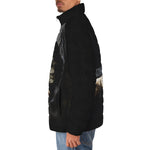 Down-Padded Puffer Jacket Gothic Grim Reaper Hand Painting